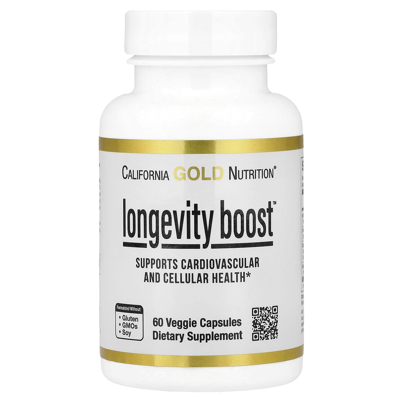 California Gold Nutrition Longevity Boost with trans-Resveratrol, Olive Leaf Extract – Grape Extract Blend and Medium Chain Triglycerides – 60 gélules végétales de California Gold Nutrition