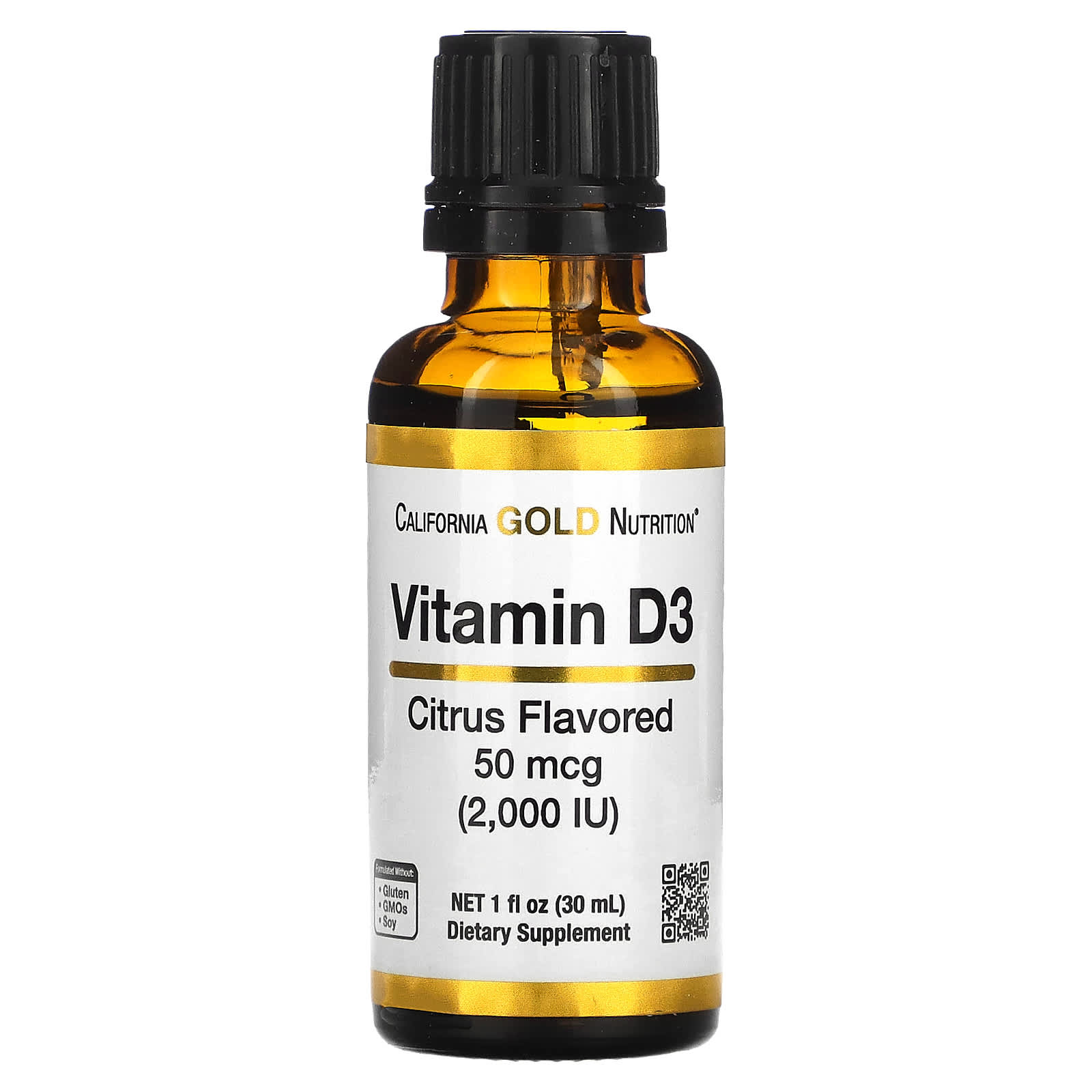 California Gold Nutrition, Vitamin D3 (Citrus), 2,000 IU, 1 fl oz (30 ml)