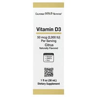California Gold Nutrition, Vitamin D3, Citrus, 50 mcg (2,000 IU), 1 fl oz (30 ml)