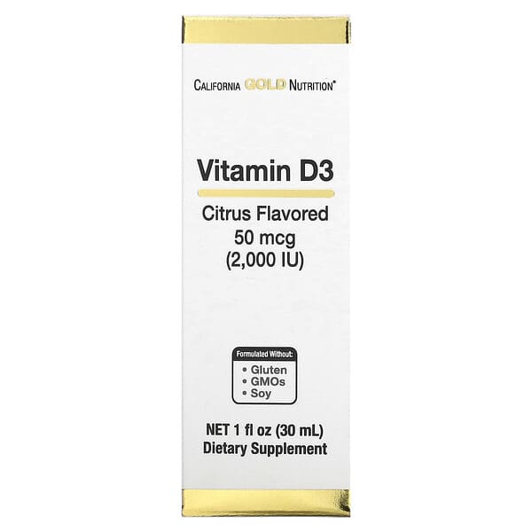 California Gold Nutrition, 維生素 D3，柑橘味，50 微克（2000 國際單位），1 液量盎司（30 毫升）