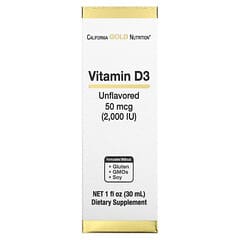 California Gold Nutrition, Vitamine D3, Non aromatisée, 2000 UI, 30 ml