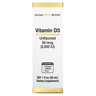 California Gold Nutrition, витамин D3 (без добавок), 2000 МЕ, 30 мл (1 жидк. унция)