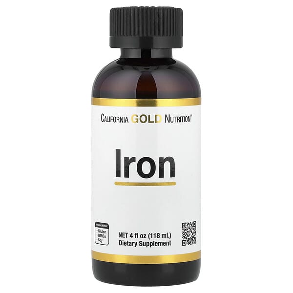 California Gold Nutrition, Iron, as Ferrous Bisglycinate Chelate and Yellow Dock Root, 4 fl oz (118 ml) — product photo 1