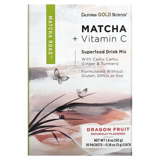 California Gold Nutrition, MATCHA ROAD，抹茶 + 维生素 C，火龙果味，10 包