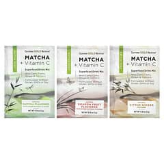 California Gold Nutrition, MATCHA ROAD, Matcha-Trinkmischung für unterwegs, Matcha + Vitamin C – Testpackung, 3 Stück