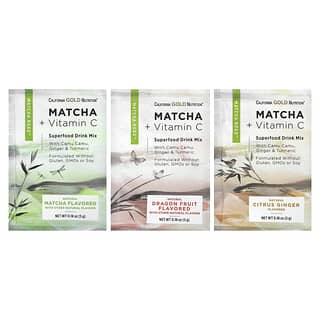 California Gold Nutrition, Matcha Road, Matcha y vitamina C, Paquete de prueba, 3 unidades