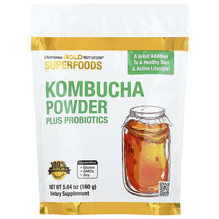 California Gold Nutrition, Superfoods, Kombucha en polvo con kombucha, vinagre de sidra de manzana fermentado y fibra de tapioca soluble más probióticos, 160 g (5,64 oz)