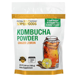 California Gold Nutrition, Superfoods, комбуча в порошке, со вкусом имбиря и лимона, 160 г