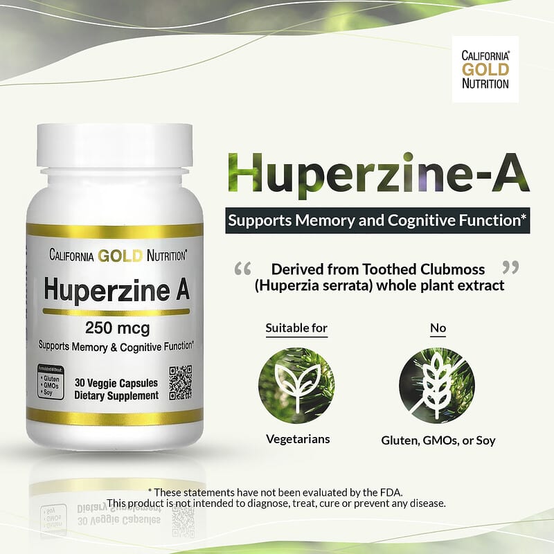 California Gold Nutrition, Huperzine A, 250 mcg , 90 Veggie Capsules