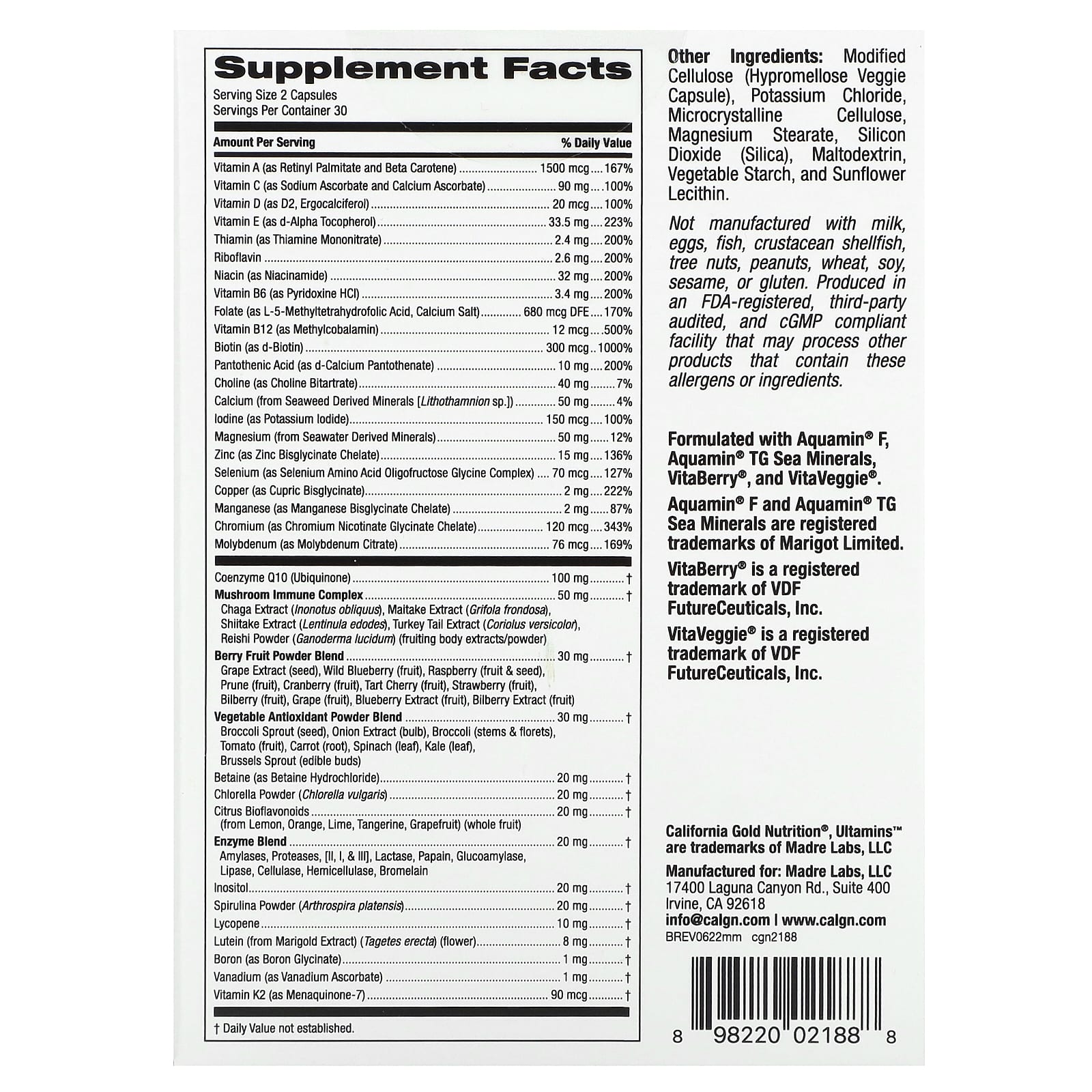 California Gold Nutrition, Ultamins Men's Multivitamin with CoQ10 ...
