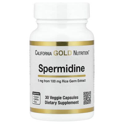 California Gold Nutrition, Spermidine, Rice Germ Extract, 1 mg, 30 Vegetarian Capsules