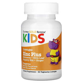 California Gold Nutrition, Pastillas de zinc plus para niños, Mandarina natural, 90 pastillas