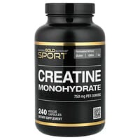 California Gold Nutrition, Sport, чистый моногидрат креатина, без вкусовых добавок, 750 мг, 240 растительных капсул