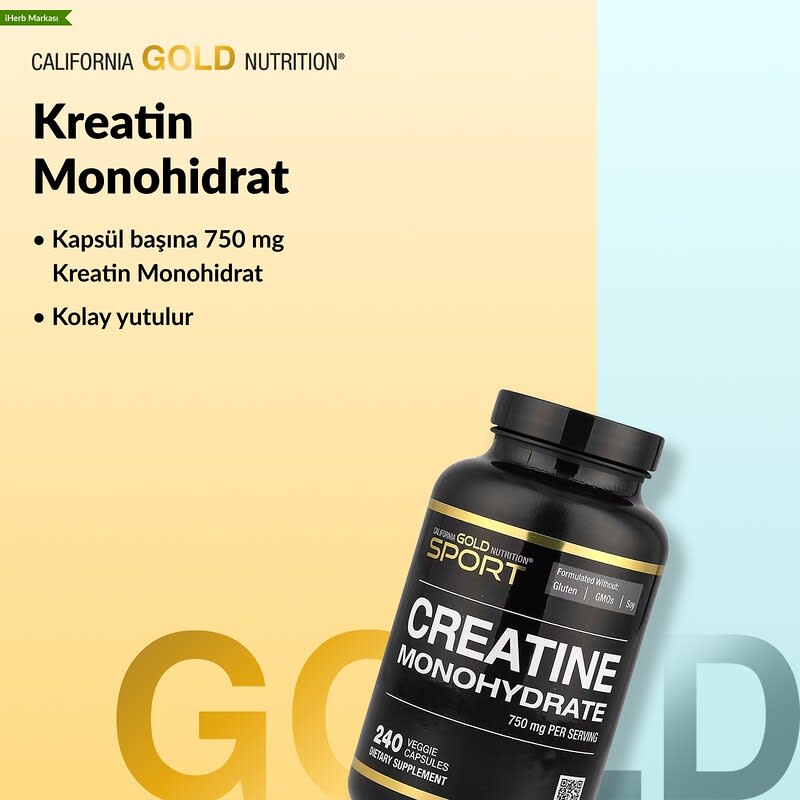 Sport, Saf Kreatin Monohidrat, 750 mg, 240 Bitkisel Kapsül