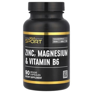 California Gold Nutrition, Sport, Zinco, Magnésio e Vitamina B6, 90 Cápsulas Vegetais