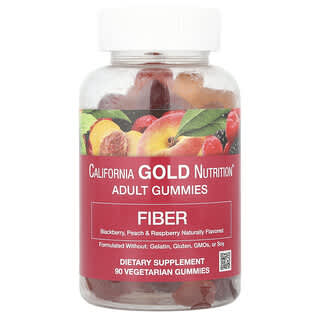 California Gold Nutrition, Fiber Gummies, Natural Blackberry, Peach & Raspberry, 90 Vegetarian Gummies