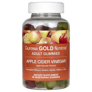 California Gold Nutrition, アップルサイダービネガー グミ、ナチュラルアップル フレーバー、植物性グミ90粒
