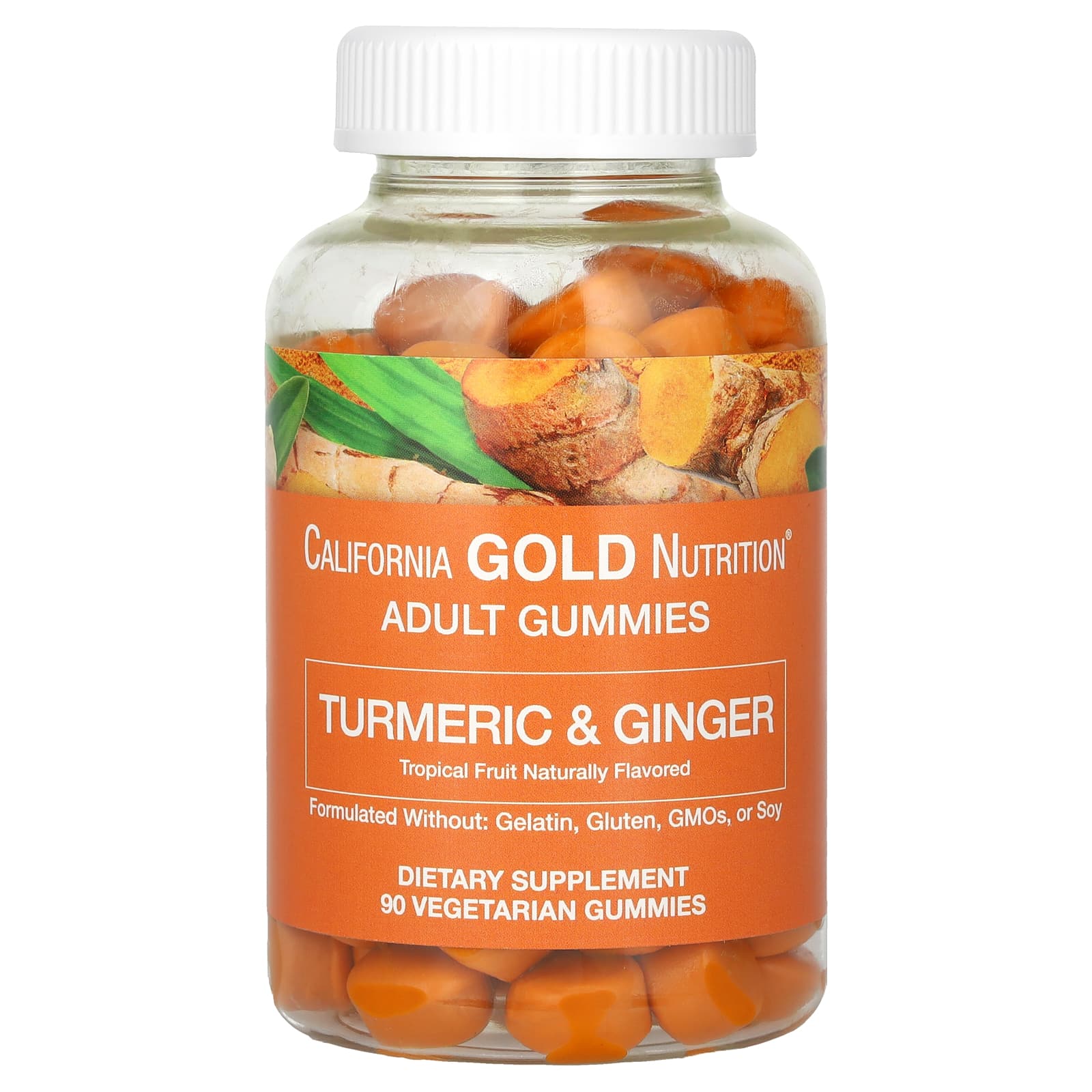 California Gold Nutrition‏, סוכריות גומי כורכום עם ג'ינג'ר, פירות
