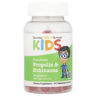 California Gold Nutrition, Propolis & Echinacea For Children, No Gelatin, Natural Raspberry, 60 Vegetarian Gummies