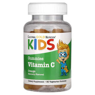 California Gold Nutrition, Vitamina C para Crianças, Sem Gelatina, Laranja Natural, 60 Gomas Vegetarianas