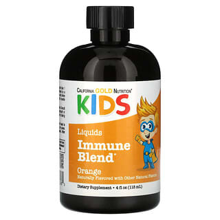 California Gold Nutrition, Mistura Líquida Infantil para Reforço Imunológico, Sem Álcool, Sabor Laranja, 118 ml (4 fl oz)