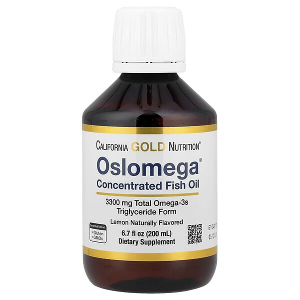 California Gold Nutrition, Norwegian Extra Strength Oslomega® Omega 3 Fish Oil, Natural Lemon, 6.7 fl oz (200 ml) — product photo 1