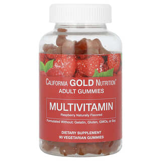 California Gold Nutrition, Adult Multivitamin Gummies, Natural Raspberry, 90 Vegetarian Gummies