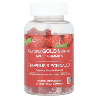 California Gold Nutrition, Propolis and Echinacea Gummies, Fruchtgummis mit Propolis und Echinacea, natürliche Himbeere, 90 vegetarische Fruchtgummis