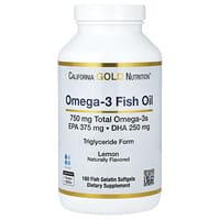 California Gold Nutrition, 挪威 Omega-3 魚油，天然檸檬味，180 粒軟膠囊