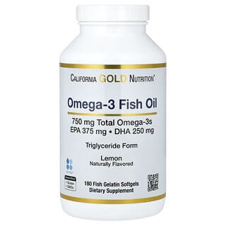 California Gold Nutrition, Huile de poisson norvégienne riche en oméga-3 avec EPA/DHA, Arôme naturel de citron, 180 capsules à enveloppe molle