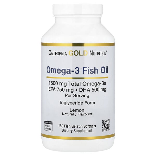 California Gold Nutrition, 挪威 Omega-3 魚油，天然檸檬味，180 粒軟膠囊
