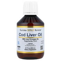 California Gold Nutrition, Lebertran mit Omega-3-Fettsäuren, EPA, DHA, Vitamin A & D, Triglycerid-Form, natürlicher Zitronengeschmack, 200 ml