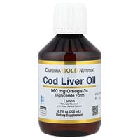 California Gold Nutrition, Lebertran mit Omega-3-Fettsäuren, EPA, DHA, Vitamin A & D, Triglycerid-Form, natürlicher Zitronengeschmack, 200 ml