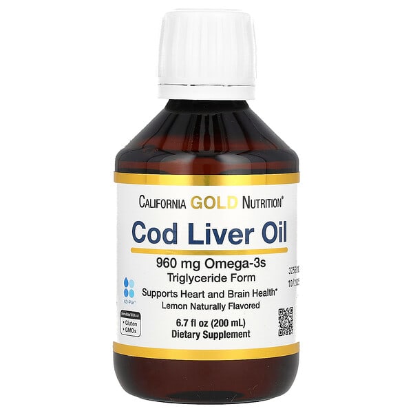 California Gold Nutrition, 挪威液體鱈魚肝油，天然檸檬味，6.7 液量盎司（200 毫升）