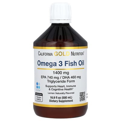 California Gold Nutrition, Omega-3 Fish Oil, Norwegian Triglycerides, Natural Lemon Flavor, 16.9 fl oz (500 ml)
