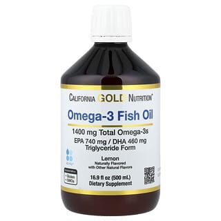 California Gold Nutrition, рыбий жир с омега-3, норвежский триглицерид, натуральный лимонный вкус, 500 мл (16,9 жидк. унции)