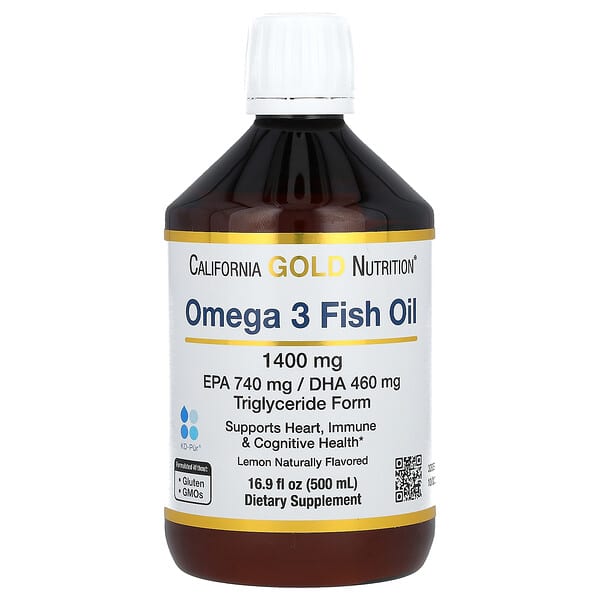 California Gold Nutrition, 挪威 Omega-3 魚油，天然檸檬味，16.9 液量盎司（500 毫升）