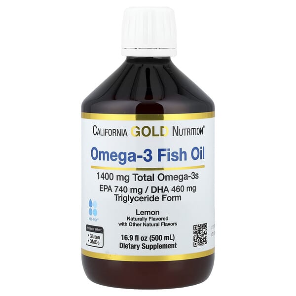 California Gold Nutrition, 挪威 Omega-3 魚油，天然檸檬味，16.9 液量盎司（500 毫升）