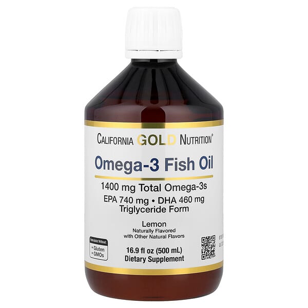 California Gold Nutrition, 挪威 Omega-3 魚油，天然檸檬味，16.9 液量盎司（500 毫升）