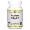Vitamin D3 + K2, Nahrungsergänzungsmittel mit Vitamin D3 und K2, 60 pflanzliche Kapseln