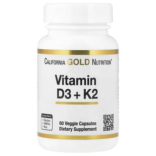 California Gold Nutrition, Vitamin D3 + K2, 60 Kapsul Nabati