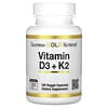 Vitamin D3 + K2, Nahrungsergänzungsmittel mit Vitamin D3 und K2, 180 pflanzliche Kapseln