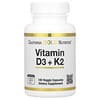 California Gold Nutrition, вітаміни D3 й K2 у формі MK-7, 180 рослинних капсул