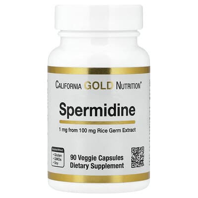 California Gold Nutrition, Spermidine, Rice Germ Extract, 1 mg, 90 Vegetarian Capsules