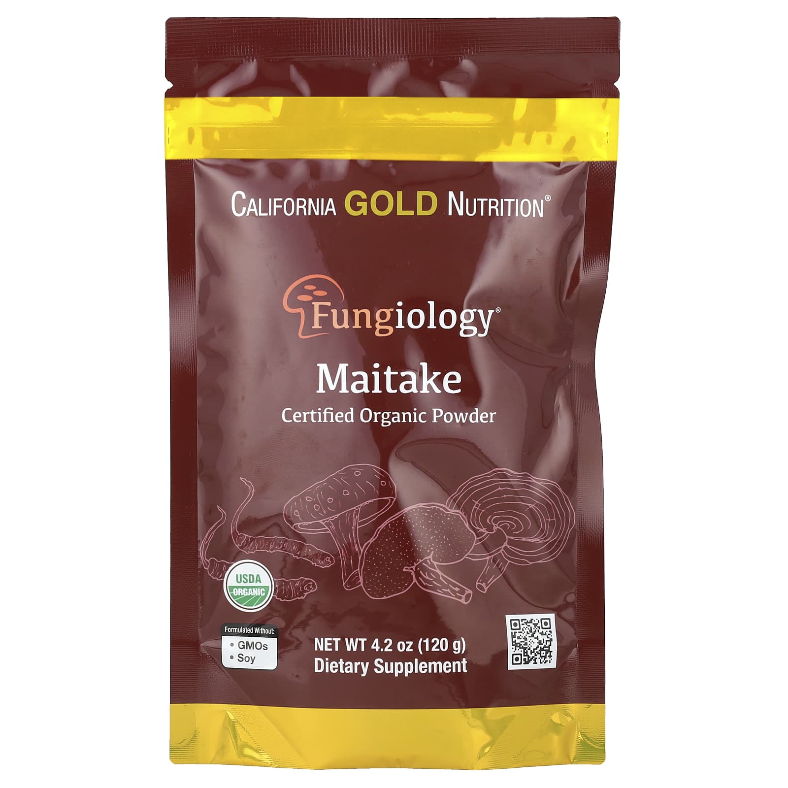California Gold Nutrition, Fungiology®, порошок из сертифицированного органического гриба-барана, 120 г (4,2 унции)