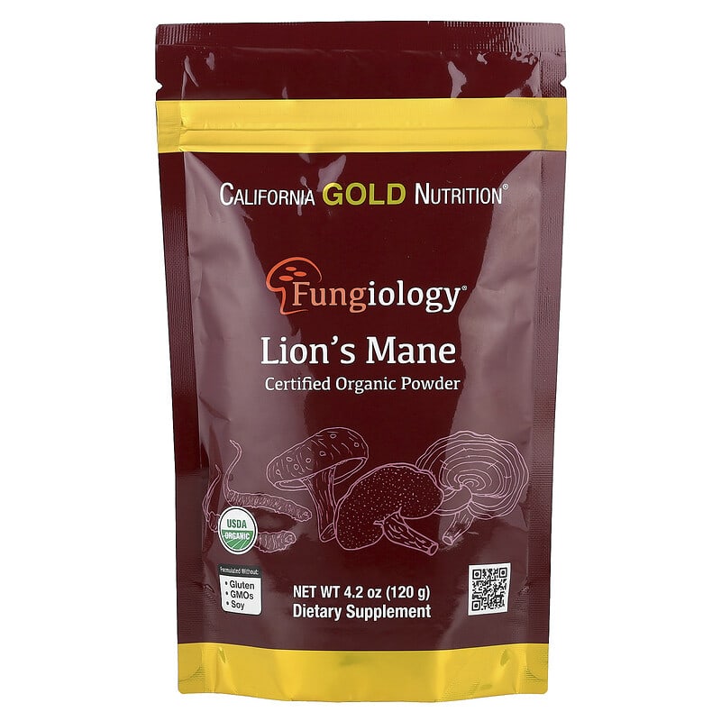 אבקת פטריית רעמת האריה האורגנית של California Gold Nutrition בנפח 120 גרם – דרך טבעית ונוחה לשלב רכיבים מזינים ישירות בקפה, בתה או בכל משקה לחיזוק הריכוז והאנרגיה היומית.