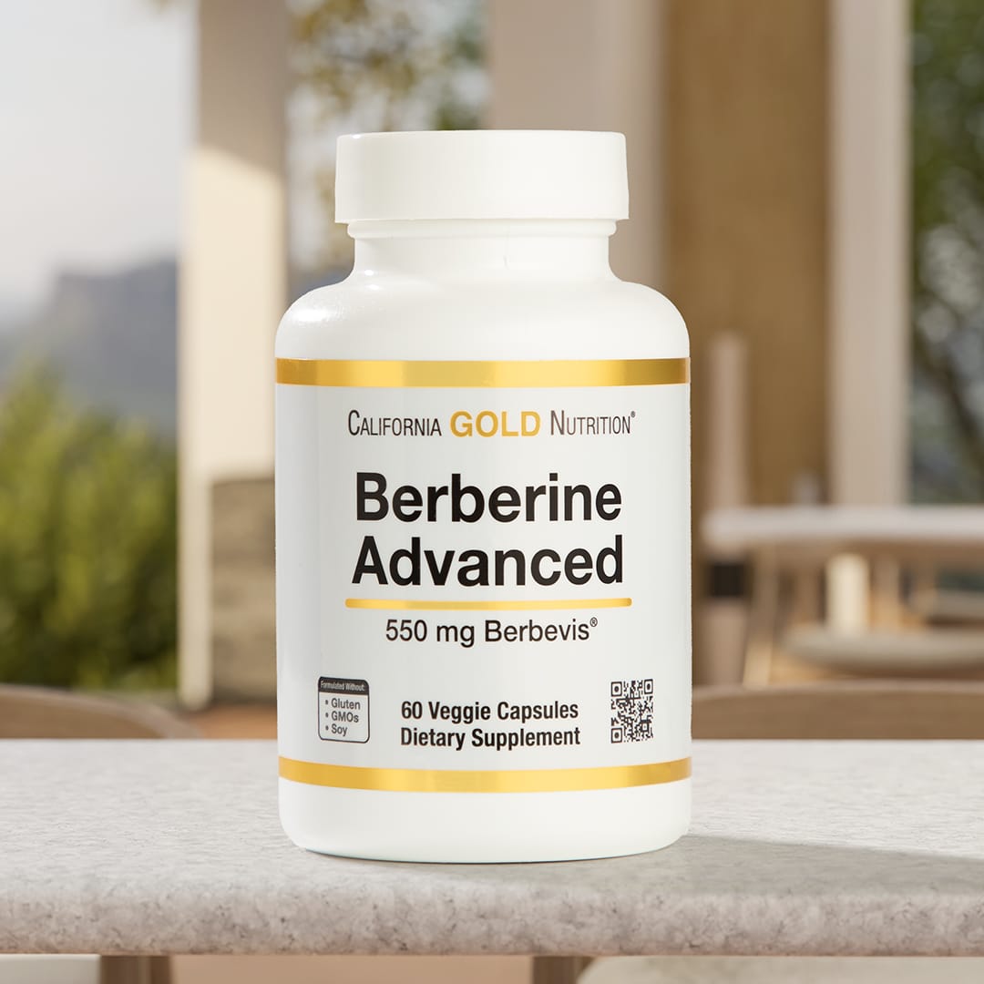 California Gold Nutrition, Berberine Advanced 小檗鹼素食膠囊，Berbevis Phytosome，含小檗鹼磷脂複合物和葵花卵磷脂，550 毫克，60 粒