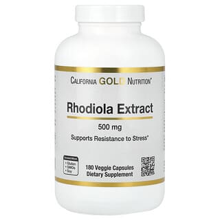 California Gold Nutrition, Extracto de rodiola, 500 mg, 180 cápsulas vegetales