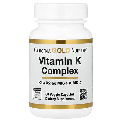 California Gold Nutrition, Vitamin K Complex, 120 mcg, 60 Vegetarian Capsules
