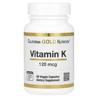 California Gold Nutrition, Vitamina K, 120 mcg, 60 cápsulas vegetales